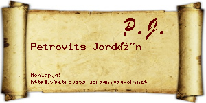 Petrovits Jordán névjegykártya